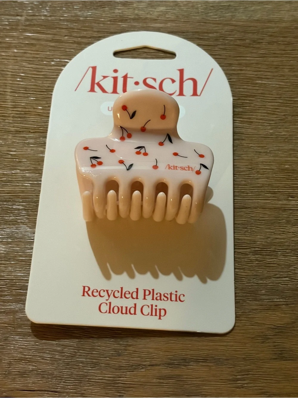 Kitsch Cream Kids Hair Claw with Red Cherry Motif